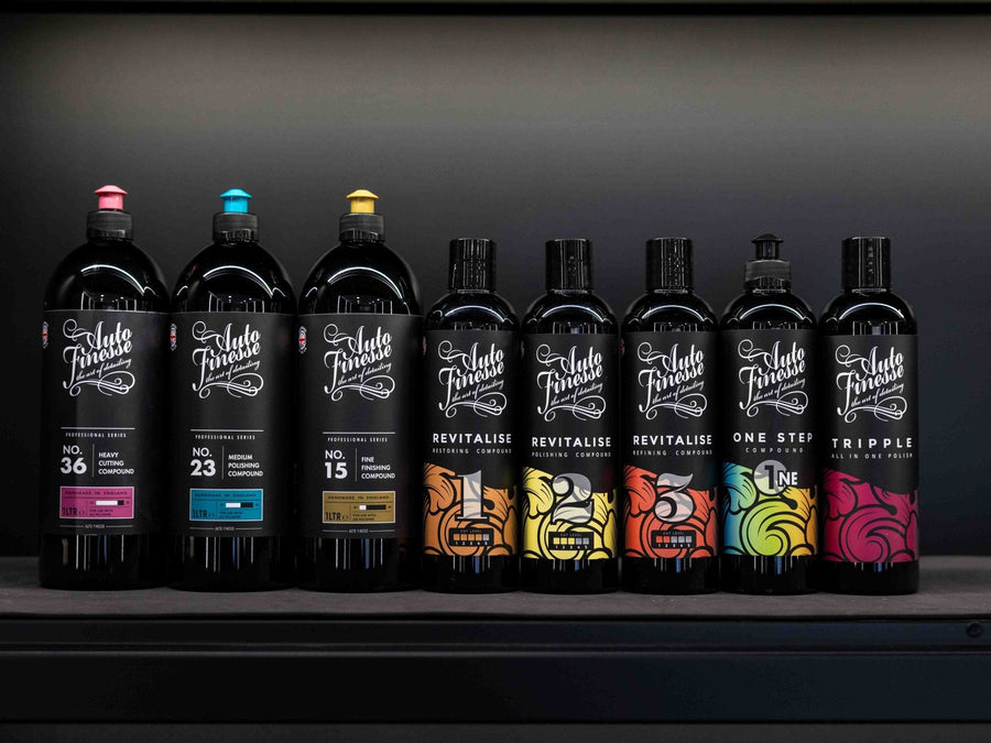 Machine polishing compounds and finishing polishes