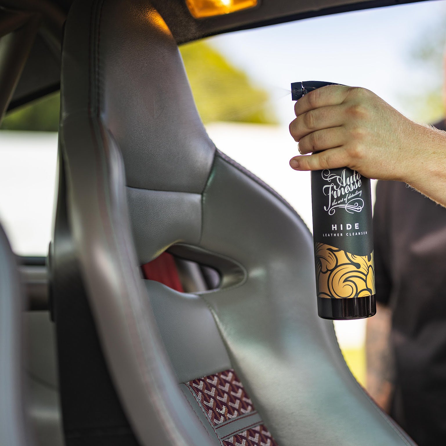 Using Hide Cleaner on Car Interior