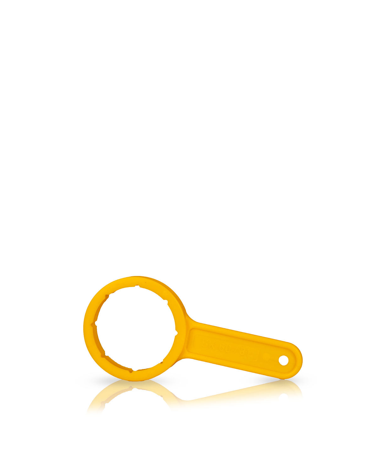 Yellow plastic tool on a white background