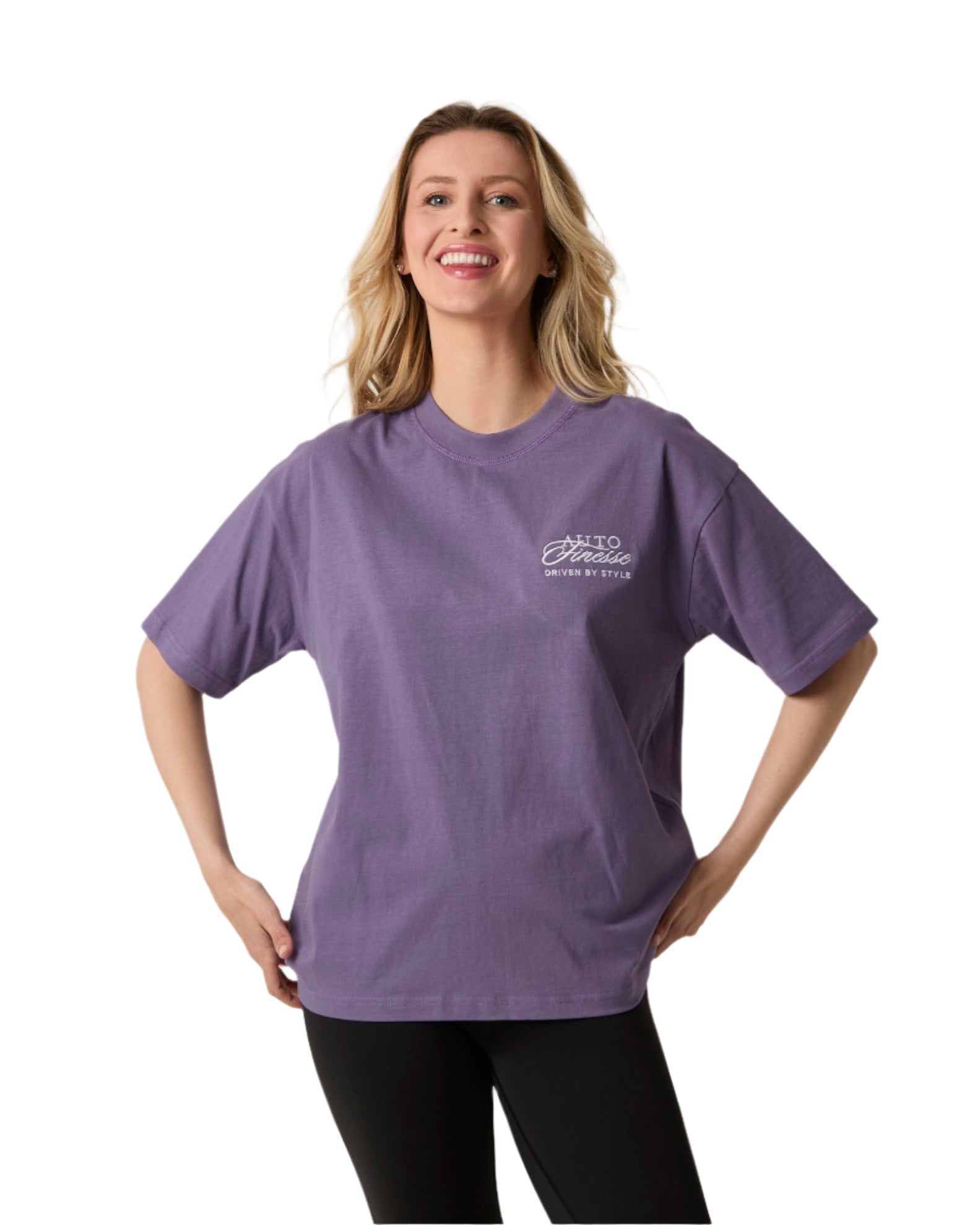 Purple Driven By Style Tshirt_ Woman Wearing_ Front
