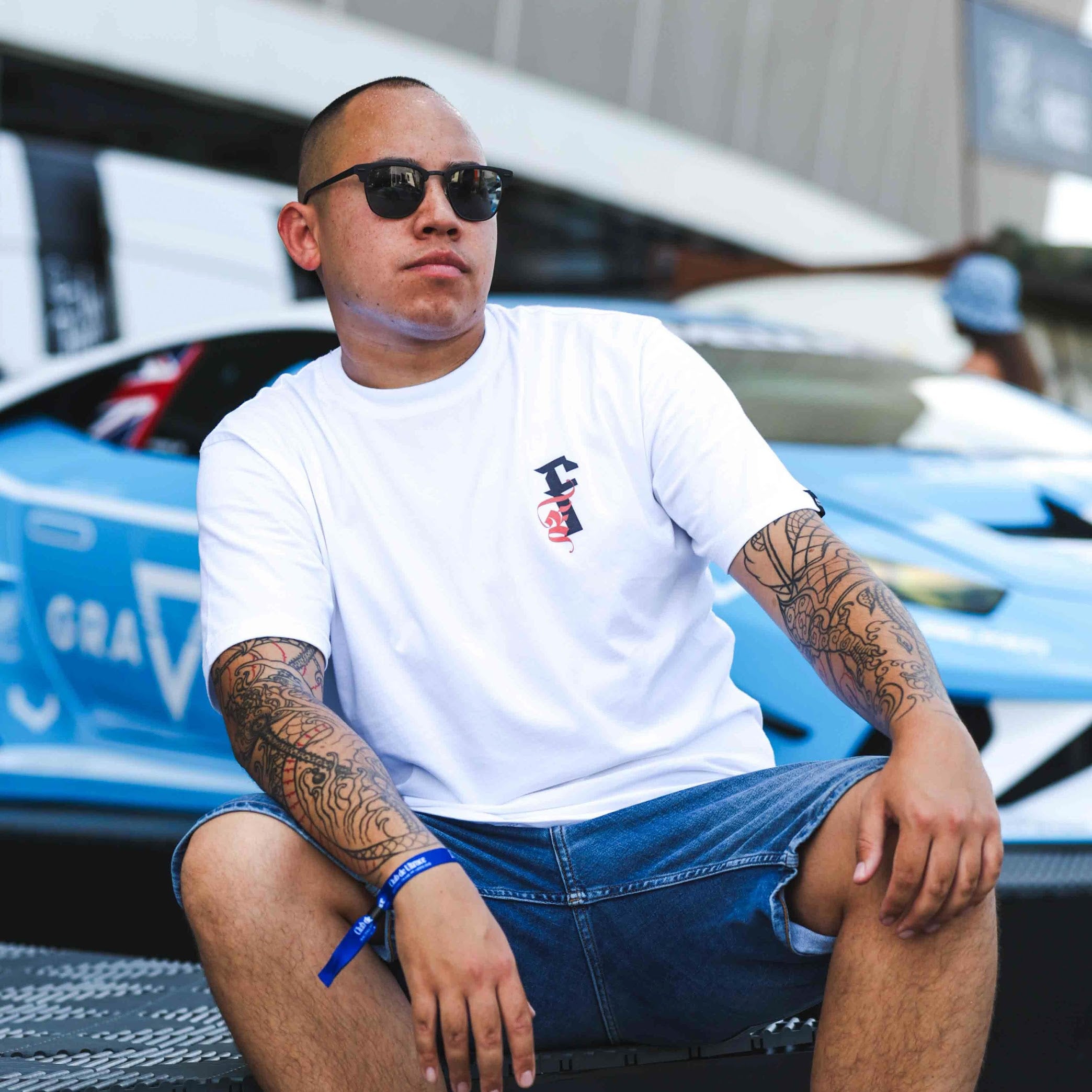 Man Wearing Flamin' Finesse Detailers T-Shirt_ Front