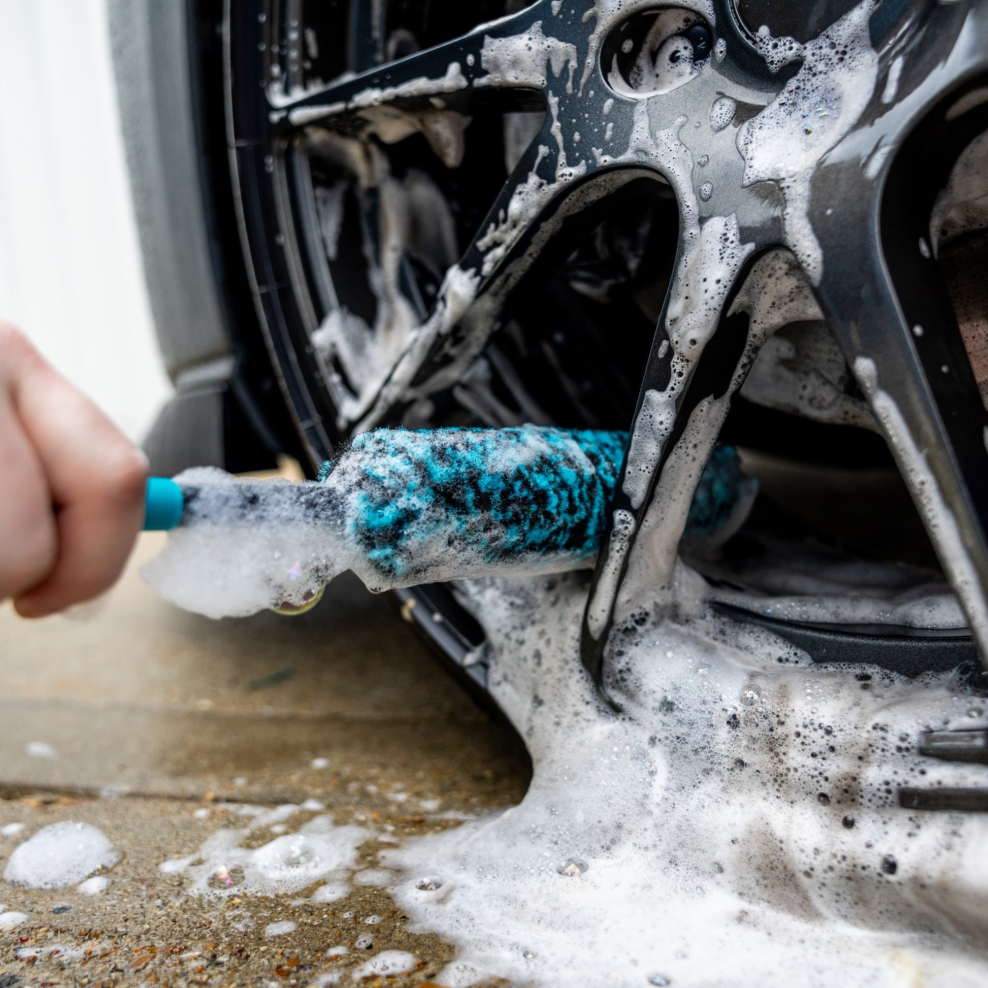 Wheel Cleaning with Microfibre Wheel Brush