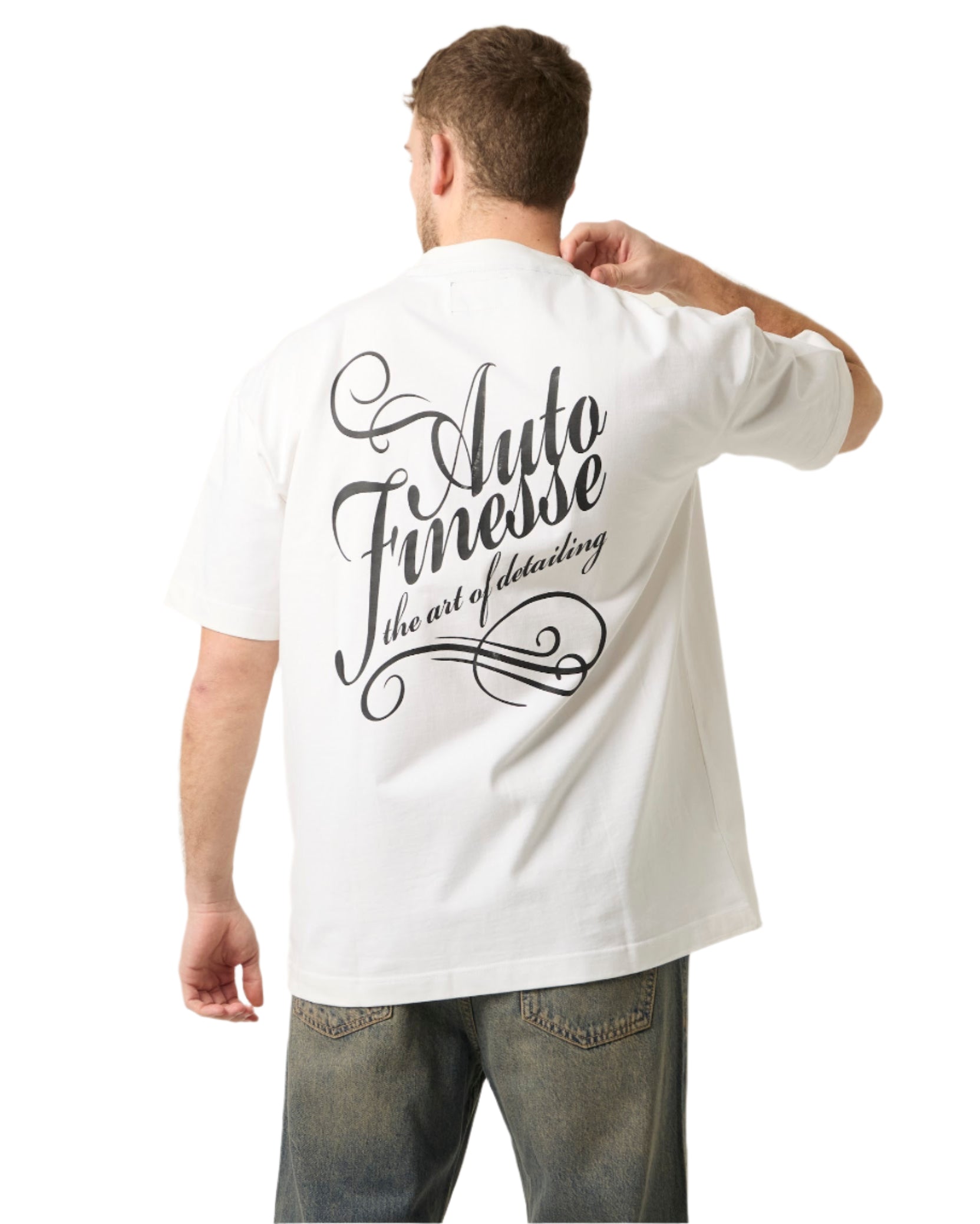 White Signature Tee_ Man Wearing_ Back