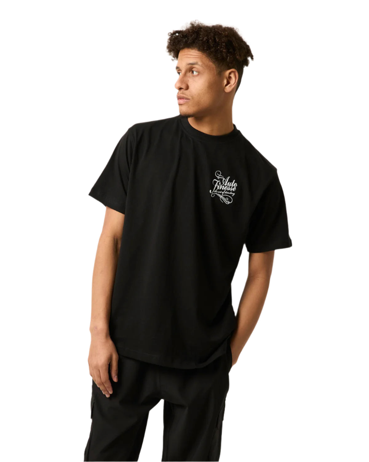 Detailers Signature T-Shirt Black_ Man Wearing - Front