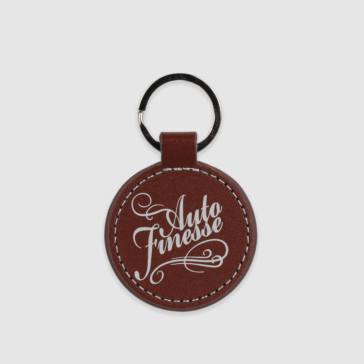 Round Leather Key Ring Brown