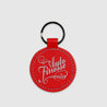 Round Leather Key Ring Red
