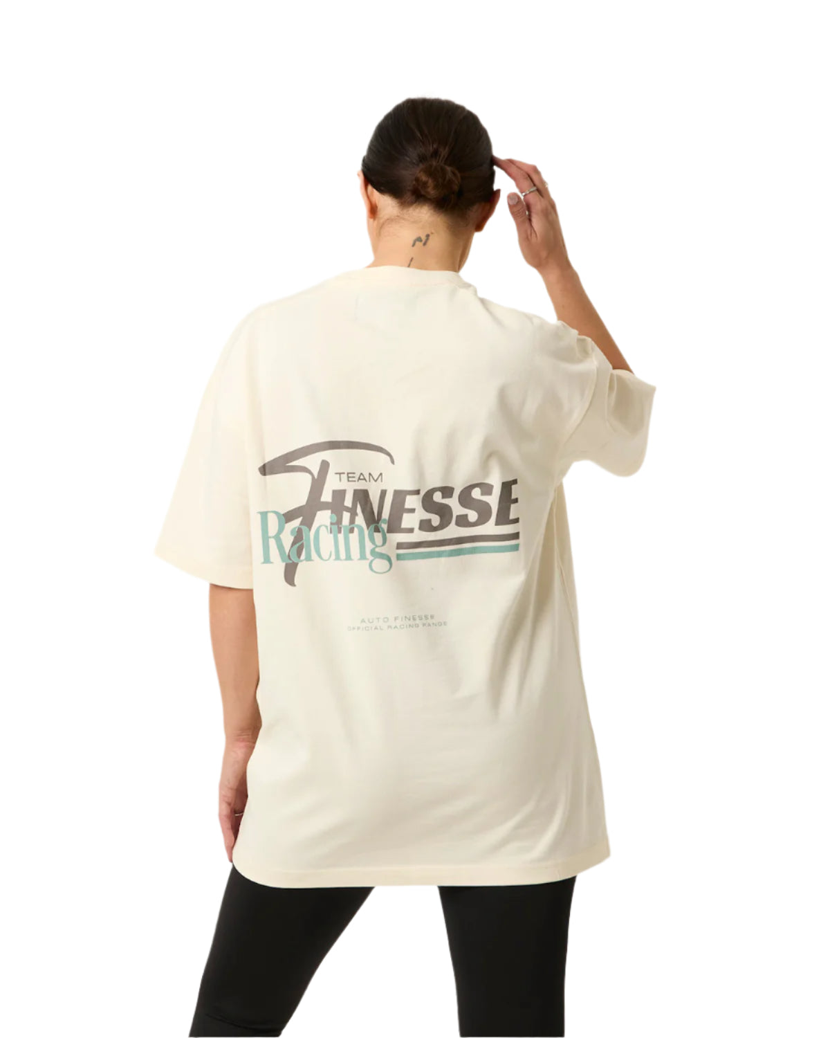 Detailers T-Team Finesse Racing Tee_ Woman Wearing - Back