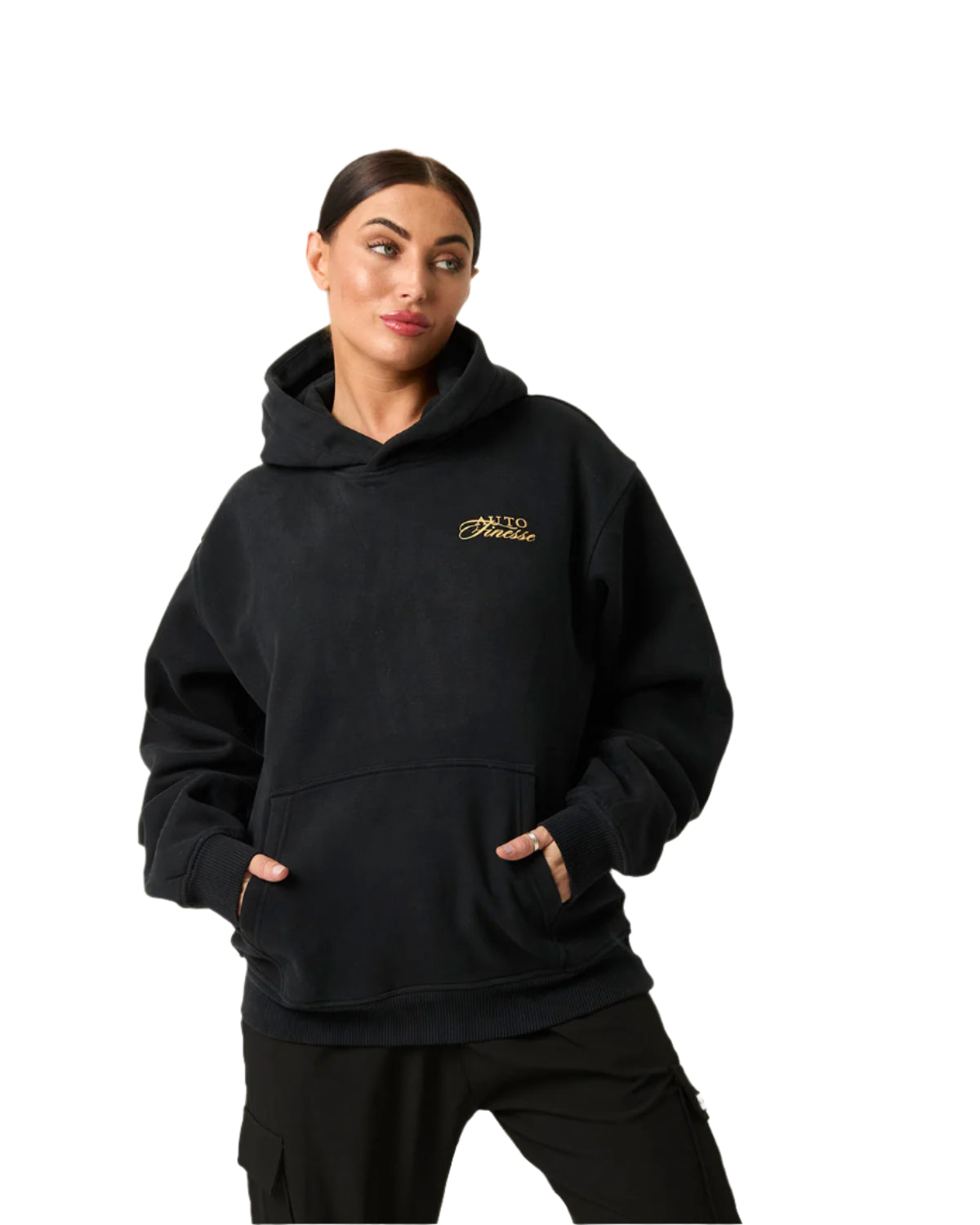 The Art Of Detailing Oversized Hoodie_ Woman Wearing - Front