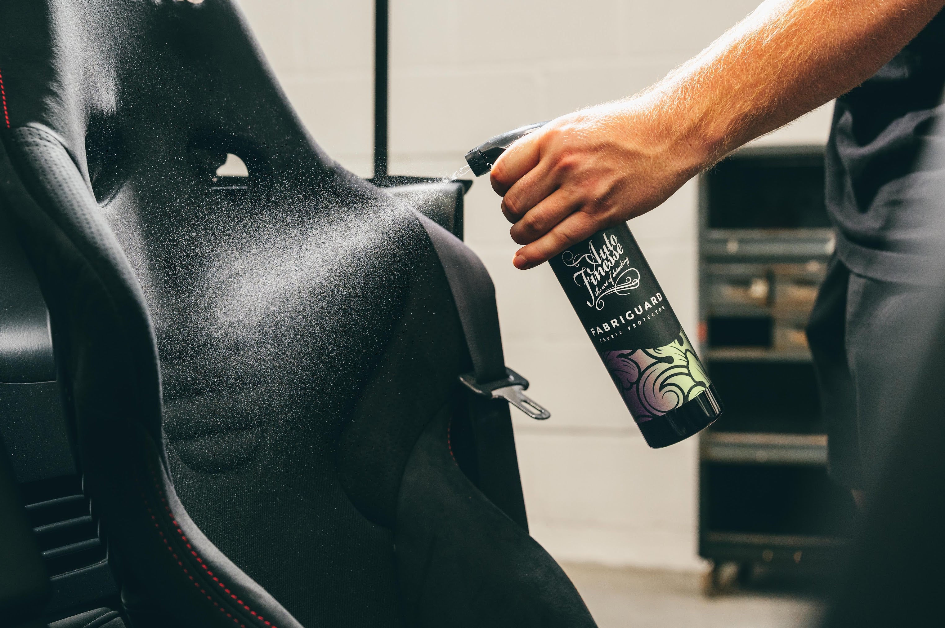 Spraying Fabriguard Fabric Protector