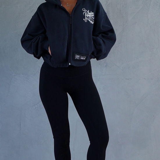 Woman Wearing Cropped Signature Hoodie