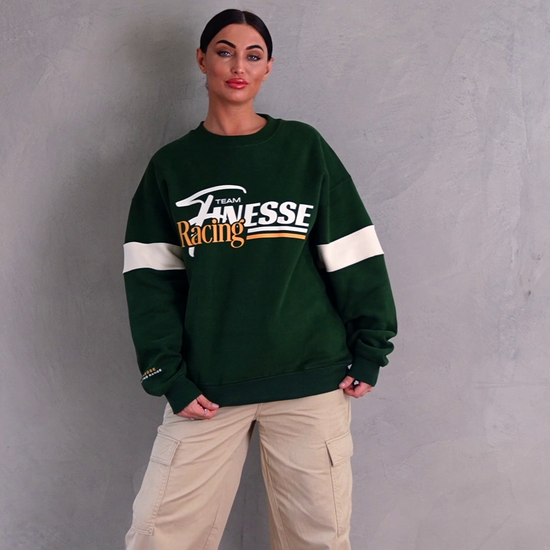 Finesse Racing Crew Neck_ Woman Portrait