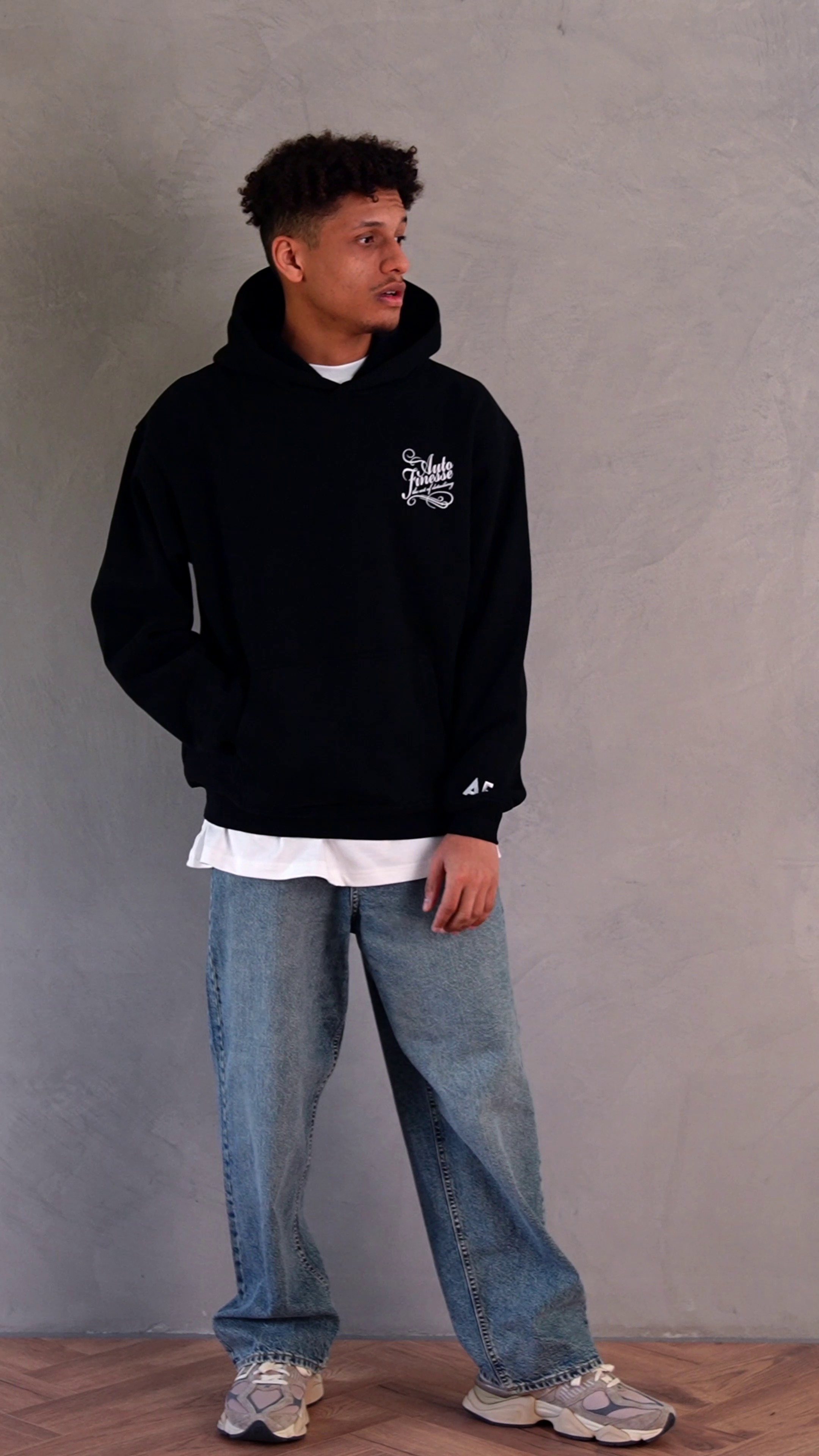 Black Signature Hoodie_ Man Wearing