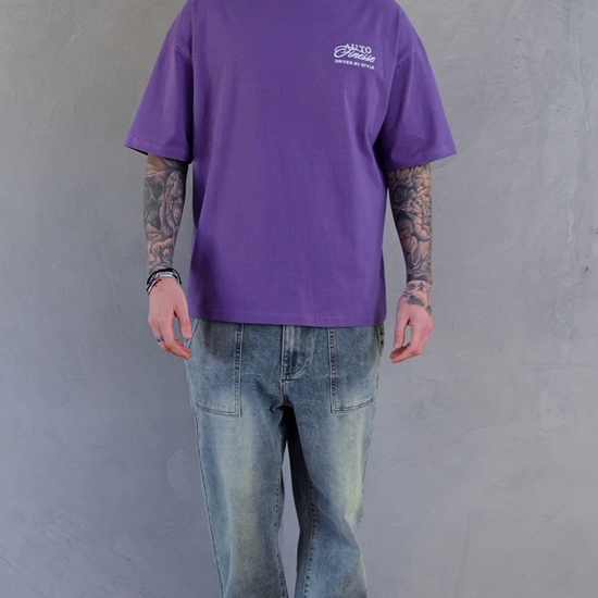 Purple Driven By Style Oversized T-Shirt | 100% Cotton Fabric Purple Driven By Style Oversized T-Shirt | 100% Cotton Fabric